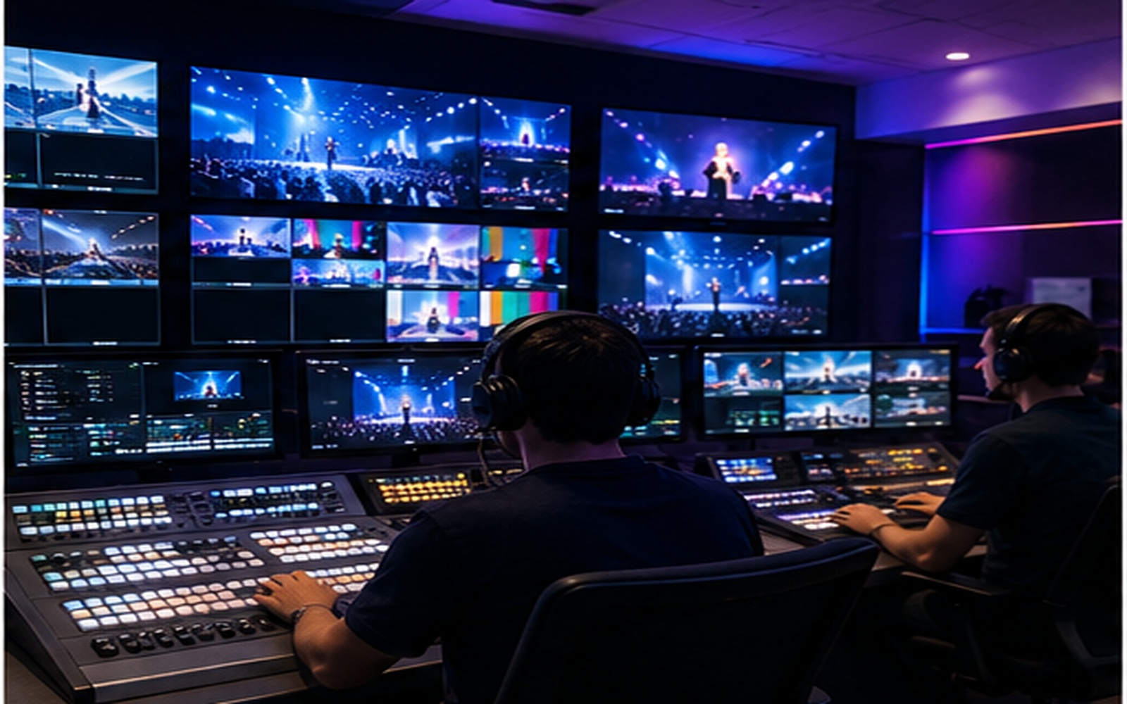 Professional television control room and broadcast infrastructure